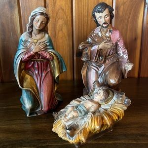 Vintage MCM nativity crèche Mary, Joseph, and baby Jesus